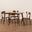 Nori Mid-Century Modern Transitional Light Beige Fabric Upholstered and Walnut Brown Finished Wood 5-Piece Dining Set