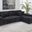 Octavia Fabric Upholstered Track Arm Sectional Sofa In Black