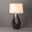 Pearson White Cotton-Linen Shade Table Lamp In Ebony and Weathered Brass