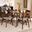 Philip Mid-Century Modern Transitional Light Beige Fabric Upholstered and Walnut Brown Finished Wood 5-Piece Dining Set