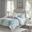 Polyester Microfiber Printed 7 Piece Twin Comforter Set In Aqua