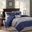 Polyester Microsuede Pieced 7 Piece Queen Comforter Set In Blue