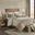 Polyester Microsuede Printed 7 Piece Queen Comforter Set In Tan