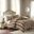 Polyester Print Brushed Faux Fur 4 Piece Queen Comforter Set In Tan