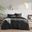 Porter Soft Washed Pleated Duvet Cover Set In Black