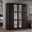 Regal 4-Door Wardrobe with Mirrored Doors and Metal Knobs In Black