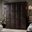 Regal 4-Door Wardrobe with Raised Panel Doors and Metal Knobs In Java