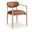 Riccio Vegan Leather Upholstered Dining Arm Chair Set of 2 In Cognac and Stained Natural
