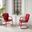 Ridgeland 3 Piece Retro Outdoor Bistro Set In Bright Red Gloss and White Satin