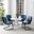 Ridgeland 5 Piece Round Retro Outdoor Dining Set In Navy Gloss and White Satin