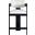 Sacha Linen Textured Fabric Stool In Cream and Black