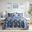 Seaside 4 Piece Cotton Reversible Embroidered Full/Queen Quilt Set with Throw Pillow In Navy