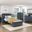 Sloane Youth Bookcase Platform Bedroom Set with Hidden Desk, Stool and Bench In Blue