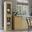 Solid Wood 16.5" Pantry Cabinet With Clear Glass Doors And Adjustable Shelves In Yellow