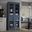 Solid Wood 32" Pantry Cabinet With Clear Glass Doors And 2-Drawers In Antique Blue