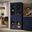 Solid Wood 32" Pantry Cabinet With Clear Glass Doors And 2-Drawers In Navy Blue