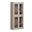 Solid Wood 32" Pantry Cabinet With Clear Glass Doors And Adjustable Shelves In Beige