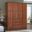 Solid Wood Family Wardrobe In Mocha With Metal Knobs