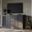 Solid Wood Tv Stand With Frosted Glass Doors And Adjustable Shelves In Gray