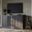 Solid Wood Tv Stand With Raised Panel And Frosted Glass Doors In Gray