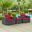 Summon Canvas Red 3 Piece Outdoor Patio Sunbrella Sectional Set EEI-1905-GRY-RED-SET
