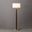 Tambo White Linen Shade Floor Lamp In Dark Walnut and Weathered Brass