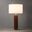 Tambo White Linen Shade Table Lamp In Dark Walnut and Weathered Brass