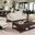Three Piece Indoor Italian Leather Six Person Seating Set In Beige