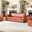 Three Piece Indoor Italian Leather Six Person Seating Set In Camel