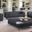 Three Piece Indoor Italian Leather Six Person Seating Set In Dark Gray