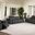 Three Piece Indoor Italian Leather Six Person Seating Set In Dark Gray