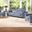 Three Piece Indoor Italian Leather Six Person Seating Set In Light Blue