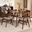 Timothy Mid-Century Modern Transitional Light Beige Fabric Upholstered and Walnut Brown Finished Wood 5-Piece Dining Set