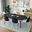 Tule 7-Piece Dining Set in White Steel Frame with 71" Oval Dining Table In Black and White