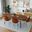 Tule 7-Piece Dining Set in White Steel Frame with 71" Oval Dining Table In Walnut and Beige