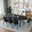 Tule 9-Piece Dining Set in Steel Frame with 83" Oval Dining Table In Black and White
