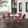 Tulip 5 Piece Retro Outdoor Dining Set In Dark Red Satin and White Satin