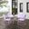 Tulip 5 Piece Retro Outdoor Dining Set In Lavender Gloss and White Satin