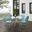 Tulip 5 Piece Retro Outdoor Dining Set In Pastel Blue Satin and White Satin