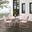 Tulip 5 Piece Retro Outdoor Dining Set In Pastel Pink Gloss and White Satin