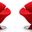 Tulip Swivel Accent Chair in Red and Polished Chrome (Set of 2)