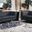 Two Piece Indoor Italian Leather Five Person Seating Set In Dark Gray