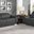 Two Piece Indoor Italian Leather Five Person Seating Set In Dark Gray