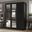 Urban 3-Door Wardrobe Armoire with Mirrored Doors In Black