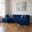 Velvet U Shaped Three Piece Sofa and Chaise Sectional with Toss Pillows In Blue