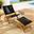 Vienna 2-Piece Outdoor Patio Teak and Rope Folding Accent Lounge Chair and Ottoman Set In Natural Black