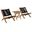 Vienna 3-Piece Outdoor Patio Teak and Rope Folding Lounge Chairs and Side Table In Natural Black