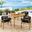 Vienna 5-Piece Outdoor Patio Teak and Rope Dining Set With Curved-Back Armchairs In Natural Black