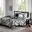 Vienna 6 Piece Printed Cotton Full/Queen Quilt Set with Throw Pillows In Black