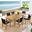 Vienna 7-Piece Outdoor Patio Teak and Rope Dining Set with Armchairs In Natural and Black